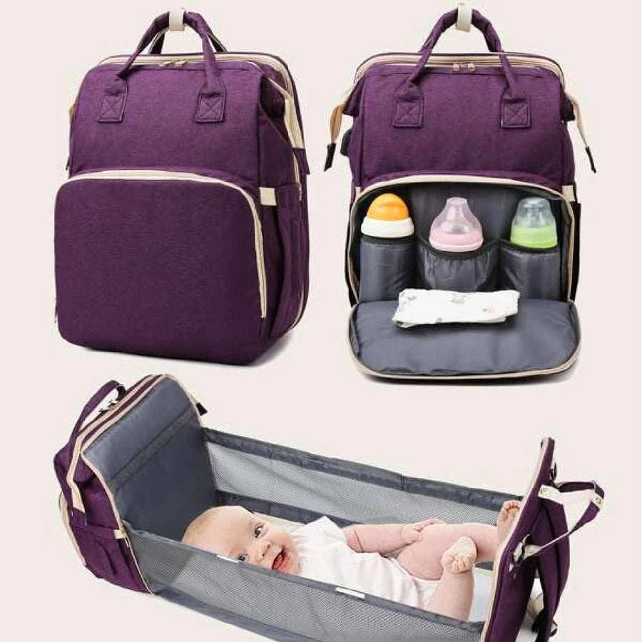 Mochila 3 en 1 mudador portatil,pañalera y cuna para bebe