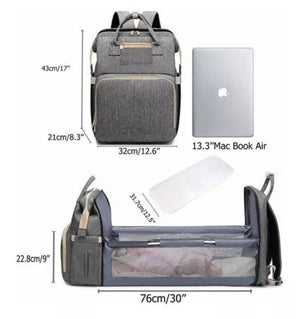 Mochila 3 en 1 mudador portatil,pañalera y cuna para bebe