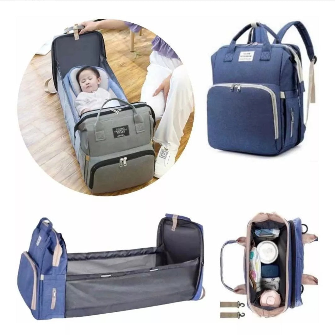 Mochila 3 en 1 mudador portatil,pañalera y cuna para bebe