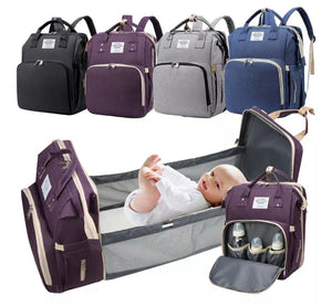 Mochila 3 en 1 mudador portatil,pañalera y cuna para bebe